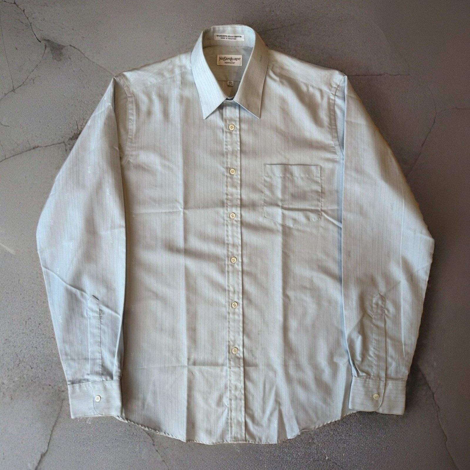 Vintage × Yves Saint Laurent Vintage Yves Saint Laurent Shirt 15.5 Gray 90s Designer Size US XL / EU 56 / 4 - 1 Thumbnail
