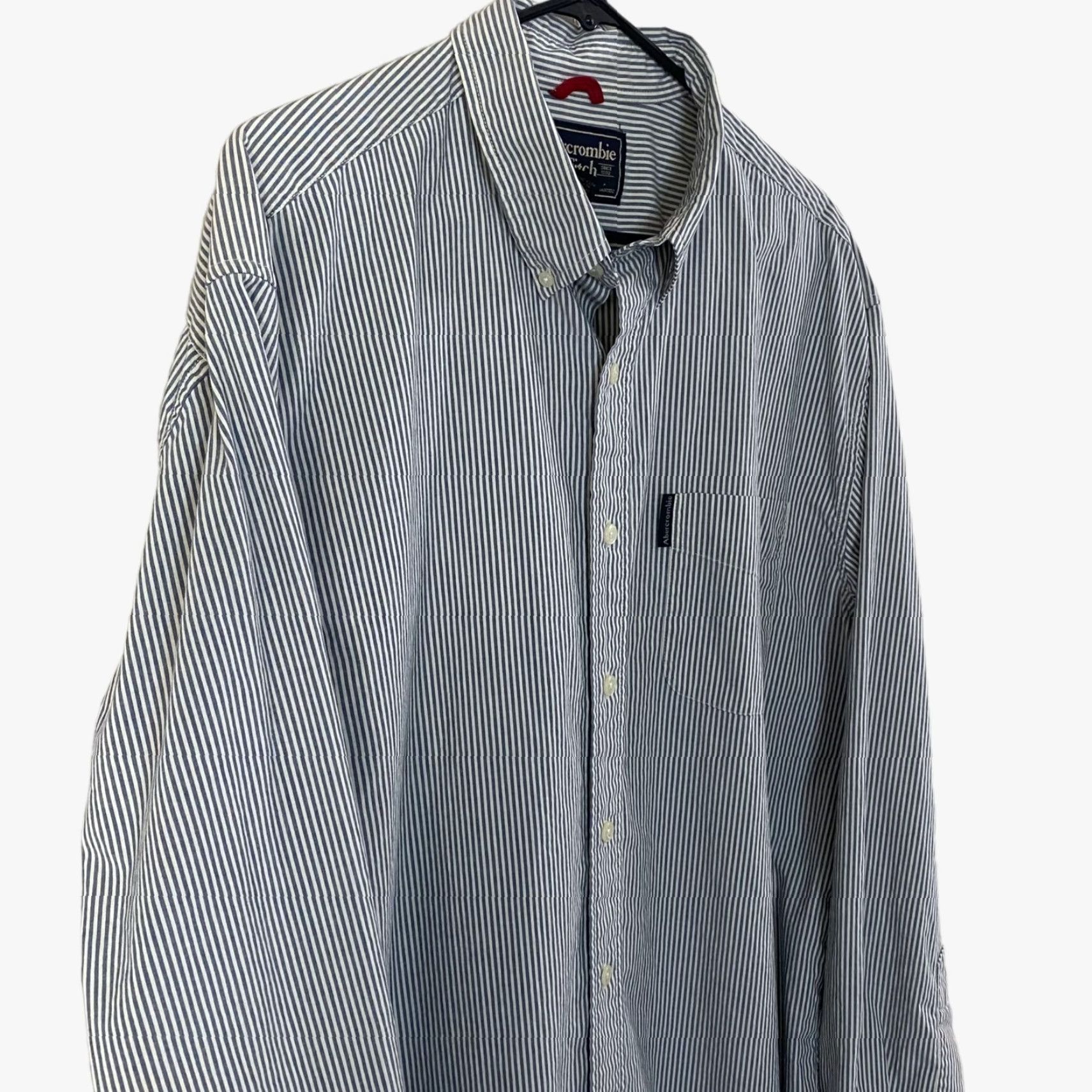 Abercrombie & Fitch Abercrombie & Fitch Classic Button-Down Pocket Shirt Blue Stripe Men's L Large Button-Up Shirt Size US L / EU 52-54 / 3 - 4 Thumbnail