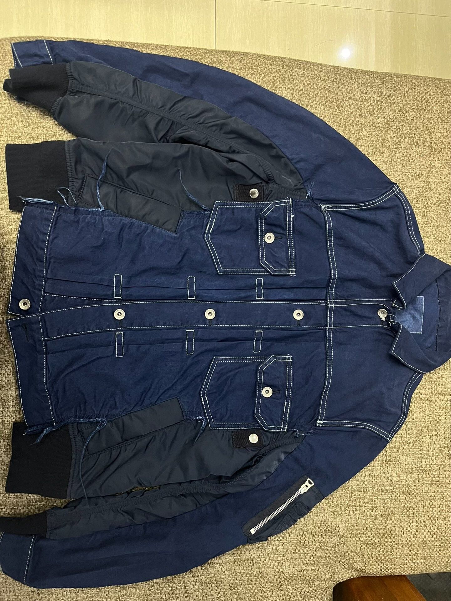 Sacai Sacai Denim Patchwork Flight Jacket Size US S / EU 44-46 / 1 - 1 Thumbnail