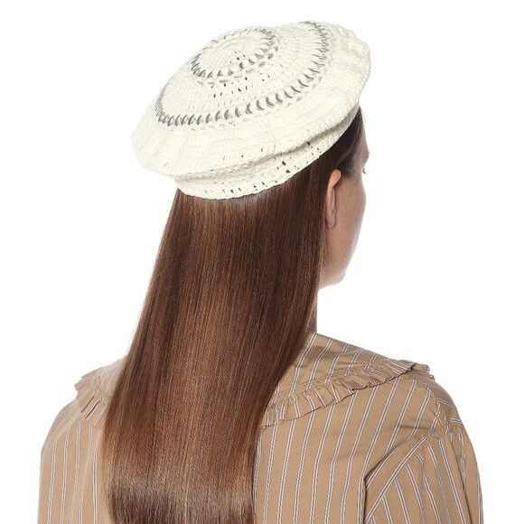 Ganni Ganni Women's Cotton Knitted Beret in Egret Size ONE SIZE - 2 Thumbnail