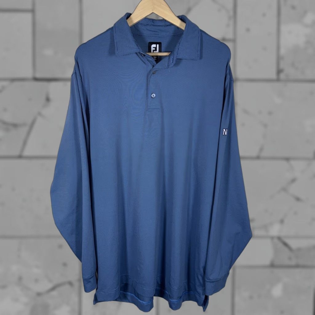 Footjoy FootJoy Polo Shirt Striped Long Sleeve Mens XL Blue Size US XL / EU 56 / 4 - 1 Thumbnail