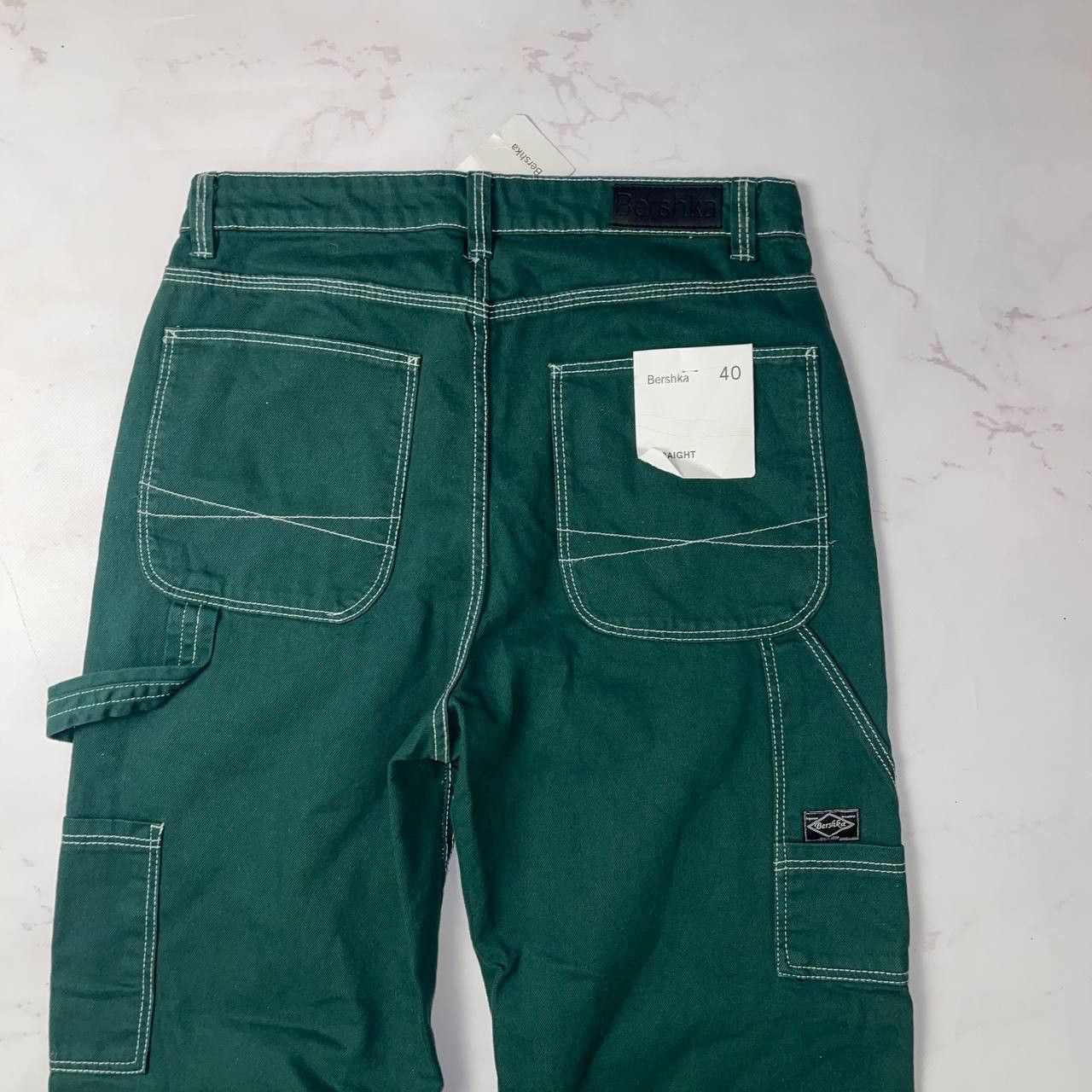 Vintage Bershka straight dark green cargo jeans Work style Carhartt Size US 40 / EU 56 - 12 Thumbnail
