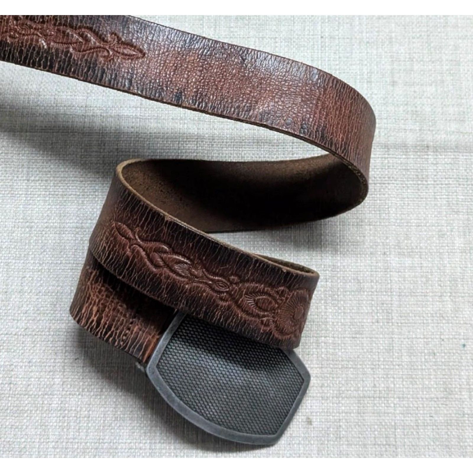 Vintage VINTAGE WESTERN BELT men 42 brown leather concho buckle rustic patina Y2K western belt Mens Size 42 - 3 Thumbnail