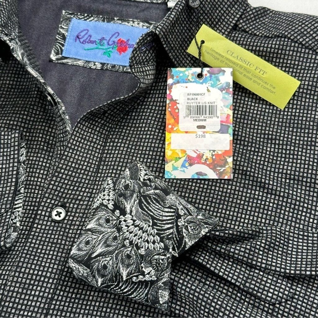Robert Graham Robert Graham Mens M Black Ruyter Flipcuff Shirt Classic Fit Size US M / EU 48-50 / 2 - 3 Thumbnail