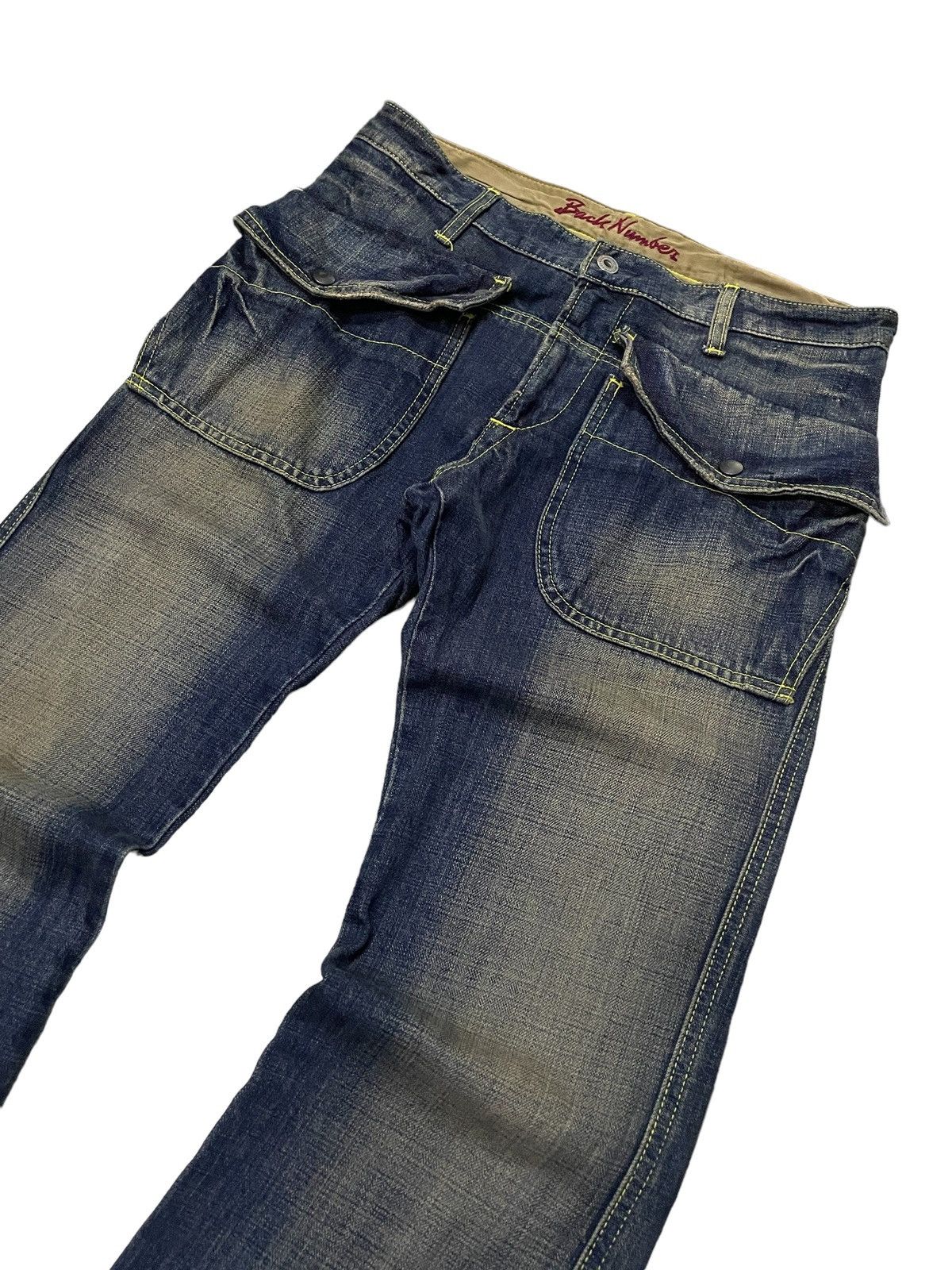 Hysteric Glamour × Japanese Brand × Shellac Back Number Japan Muddy Wash Flared Large Pocket Bush Jeans Size US 31 - 8 Thumbnail