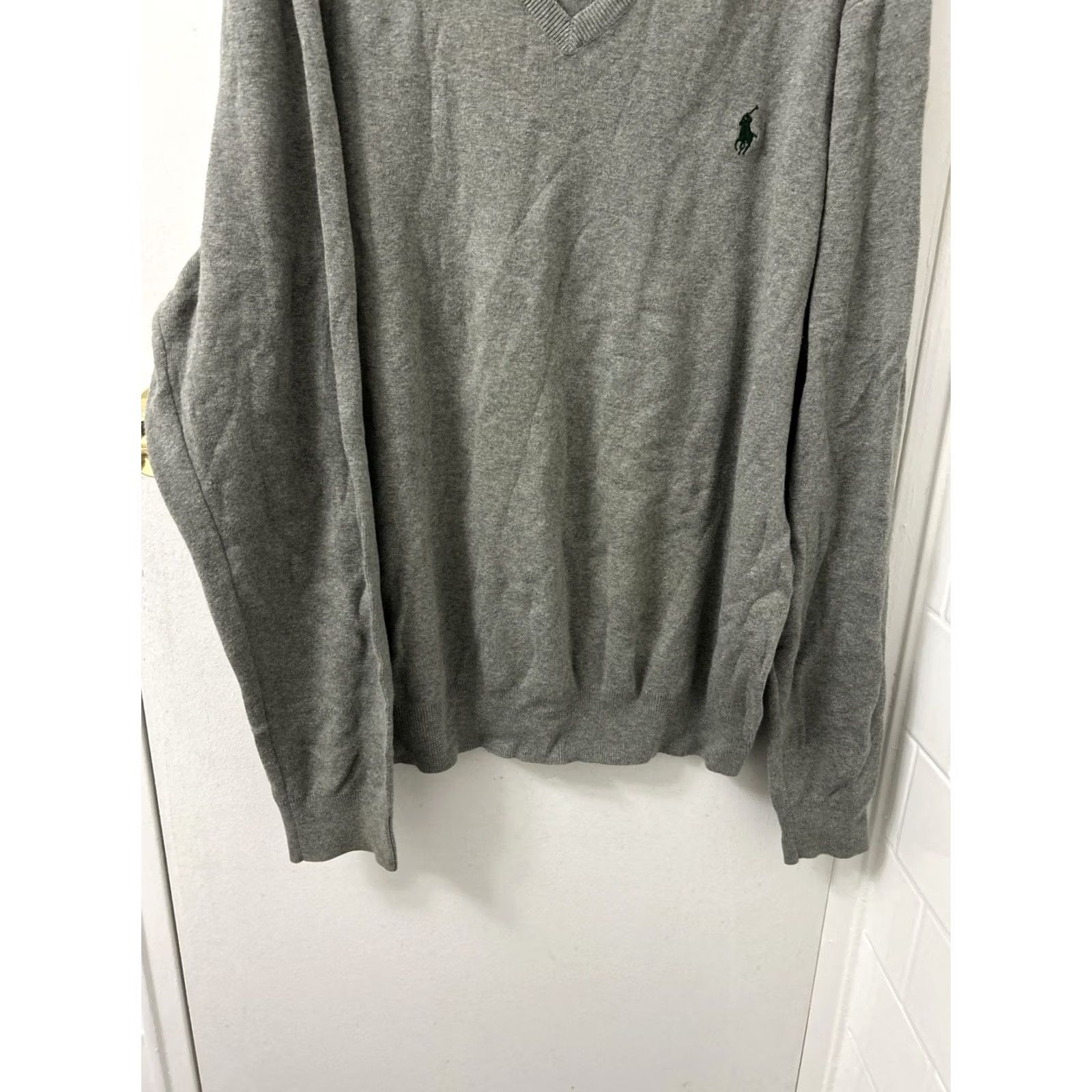 Polo Ralph Lauren Polo Ralph Lauren Sweater Mens 2XL Gray V-Neck Pullover Long Sleeve Pima Cotton Logo Shirt Size US XXL / EU 58 / 5 - 3 Thumbnail