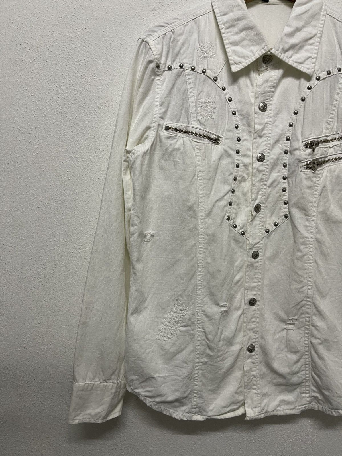 In The Attic 2000s IN THE ATTIC STUDDED WESTERN SNAP BUTTON DISTRESSED Size US M / EU 48-50 / 2 - 3 Thumbnail