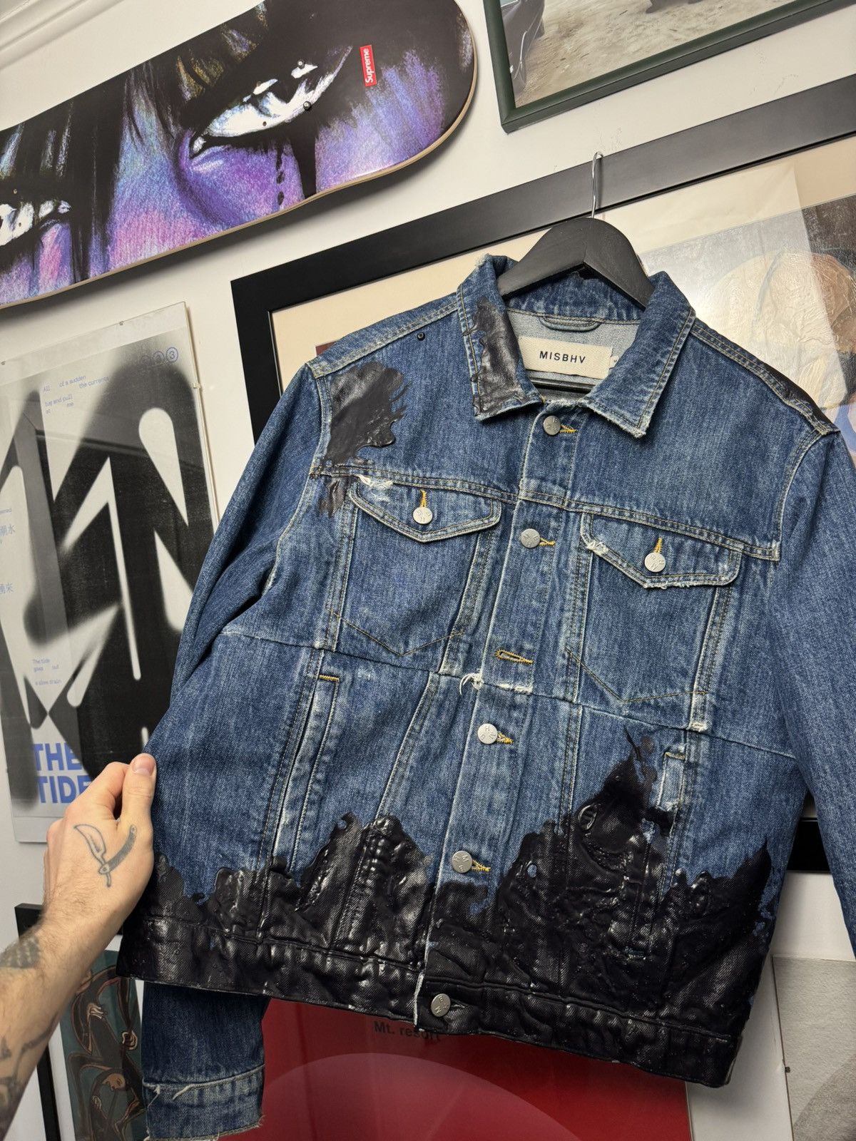 Misbhv AW18 MISBHV Wet Print Indigo Denim Jacket Designer Boxy Fit Size US M / EU 48-50 / 2 - 3 Thumbnail