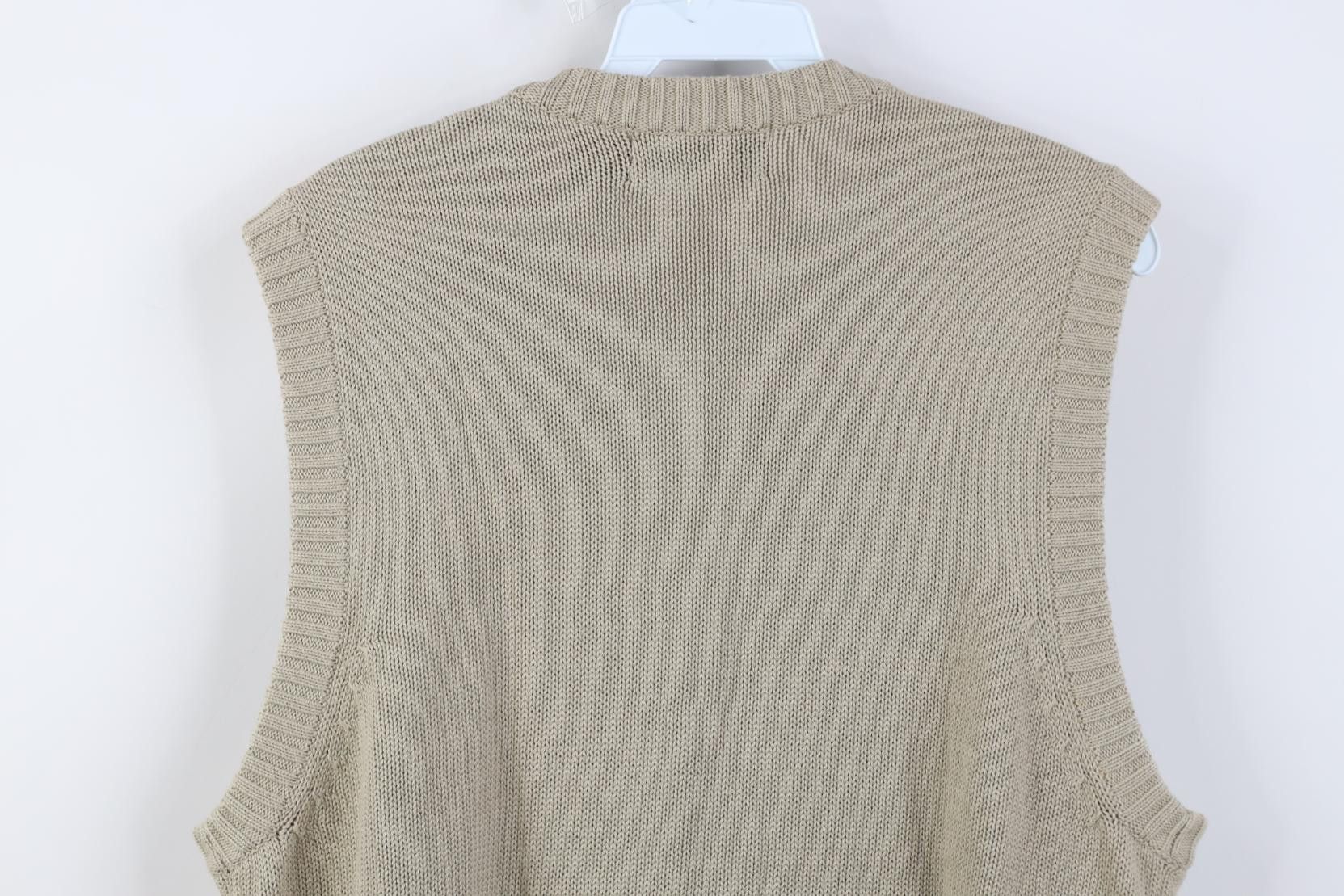 Vintage Vintage 90s Streetwear Cable Knit V-Neck Sweater Vest Beige Size US L / EU 52-54 / 3 - 9 Thumbnail