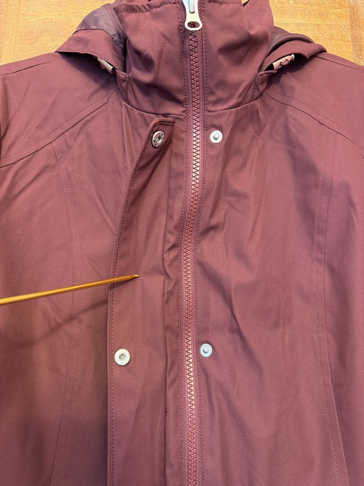 Lands' End Lands’ End Women’s 3 in 1 Hooded Burgundy Jacket Coat Size M / US 6-8 / IT 42-44 - 3 Thumbnail