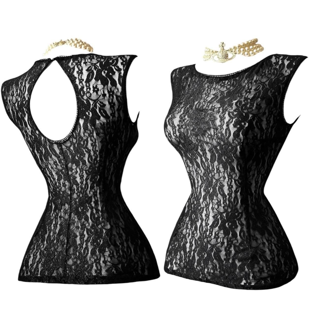 Vintage So unique lace gothic avant - garde blouse Size S / US 4 / IT 40 - 2 Thumbnail