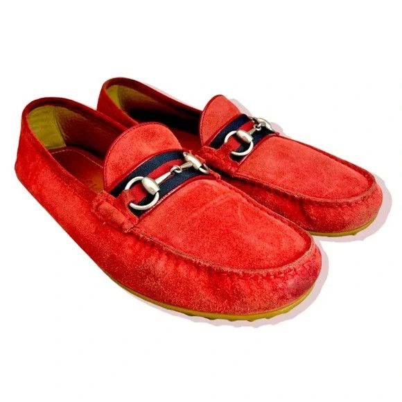 image of Gucci O1Mj1Ld1Sgn0324 Men Moccasin In Red Shoes (Size 10)