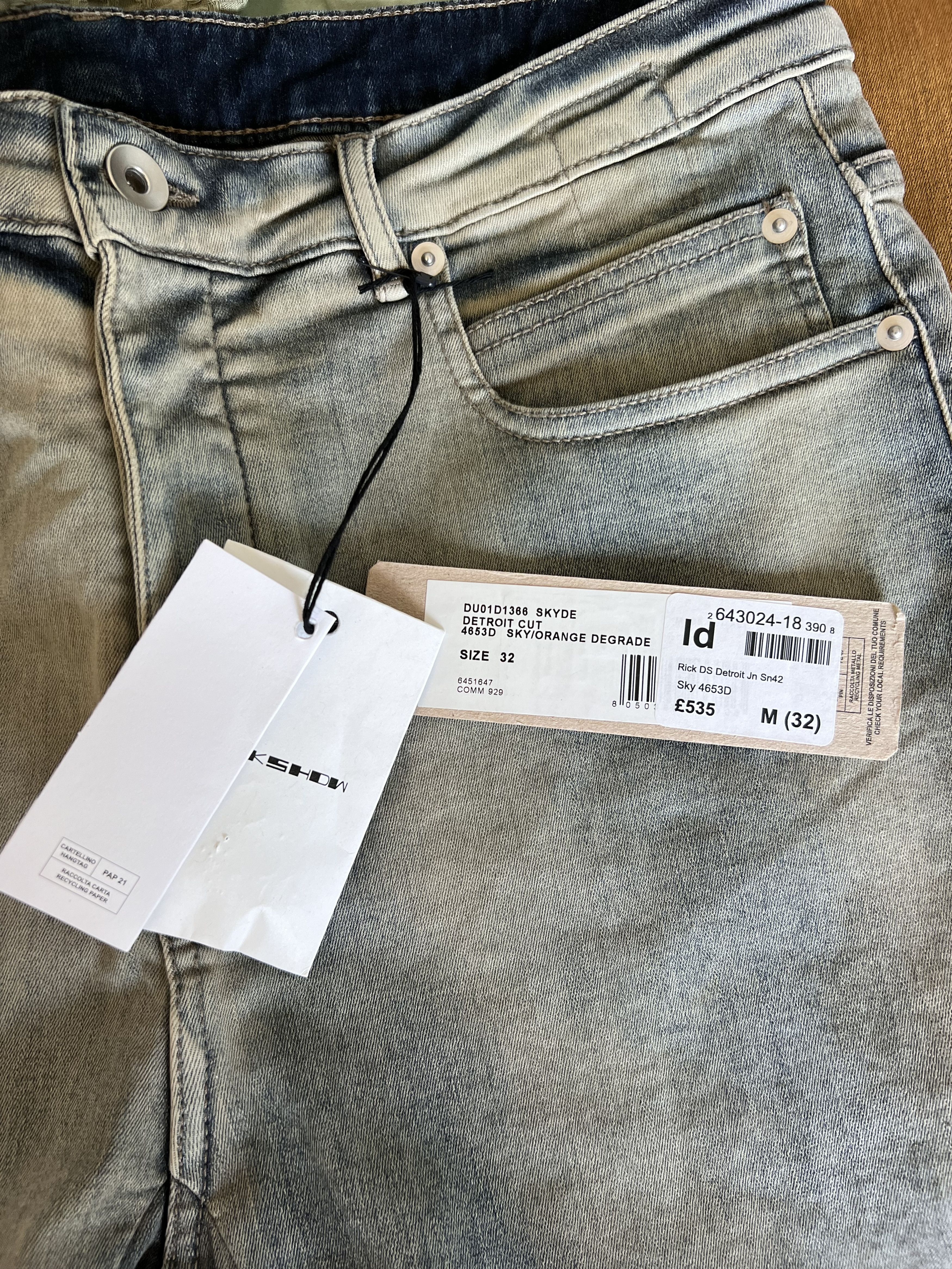 Rick Owens Drkshdw Rick Owens DRKSHDW Detroit Cut Jeans in Sky Orange Degrade Size US 32 / EU 48 - 7 Thumbnail