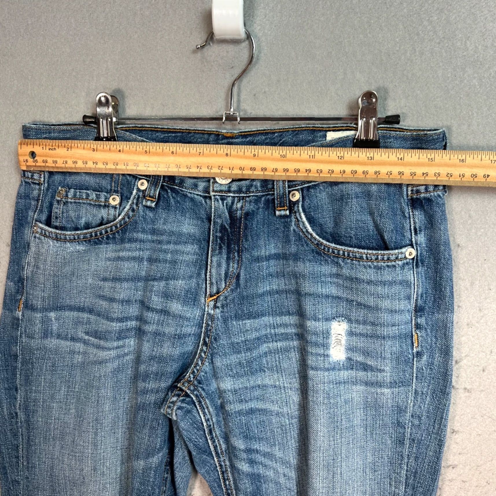 Rag & Bone VINTAGE Rag & Bone Boyfriend Jeans Distressed Blue Denim Jeans Size 26 Cropped Buckley Size 26" / US 2 / IT 38 - 7 Thumbnail