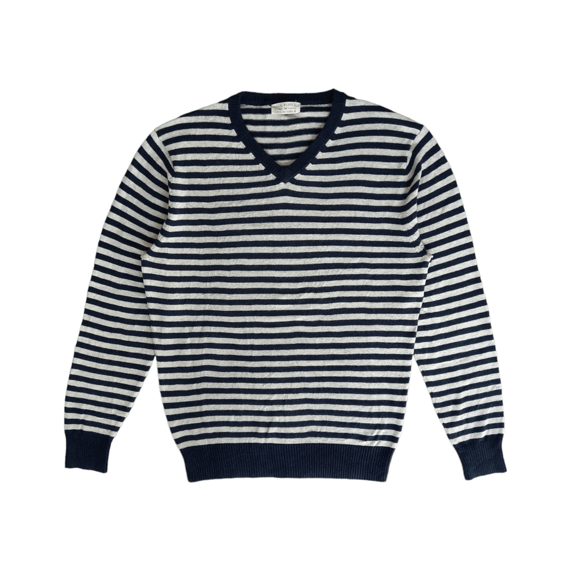 image of Back Number Stripes Jumper Cardigan Shirt, Men's (Size Medium)