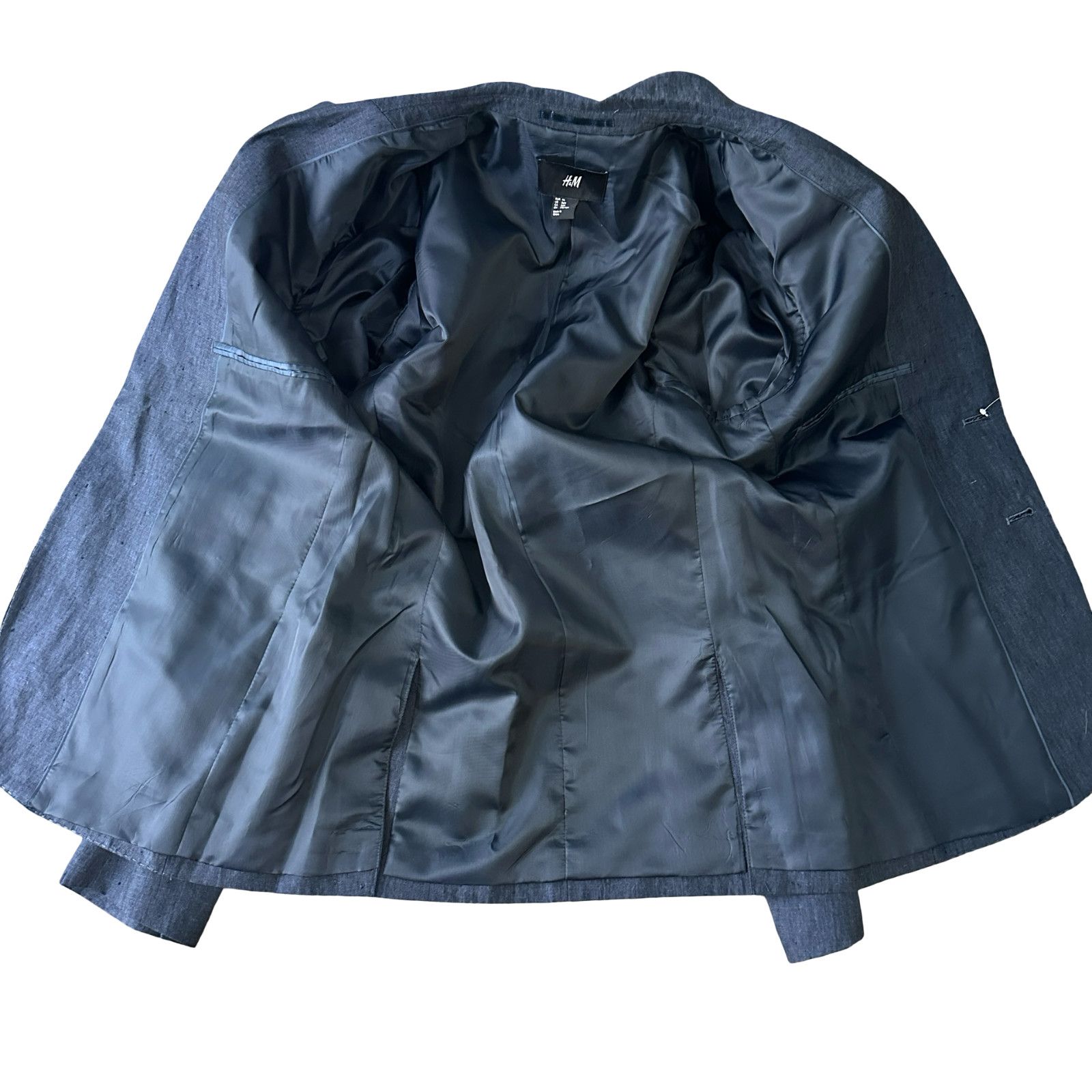 H&M H&M Blazer Jacket Men 36R Blue Linen Single Breasted Notch Size 36R - 6 Thumbnail