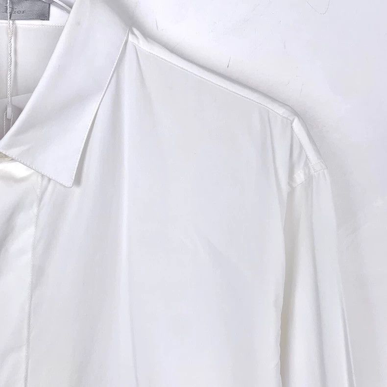 Dior Dior Size 37 Little bee embroidered lapel white cotton long Size US XXS / EU 40 - 3 Thumbnail