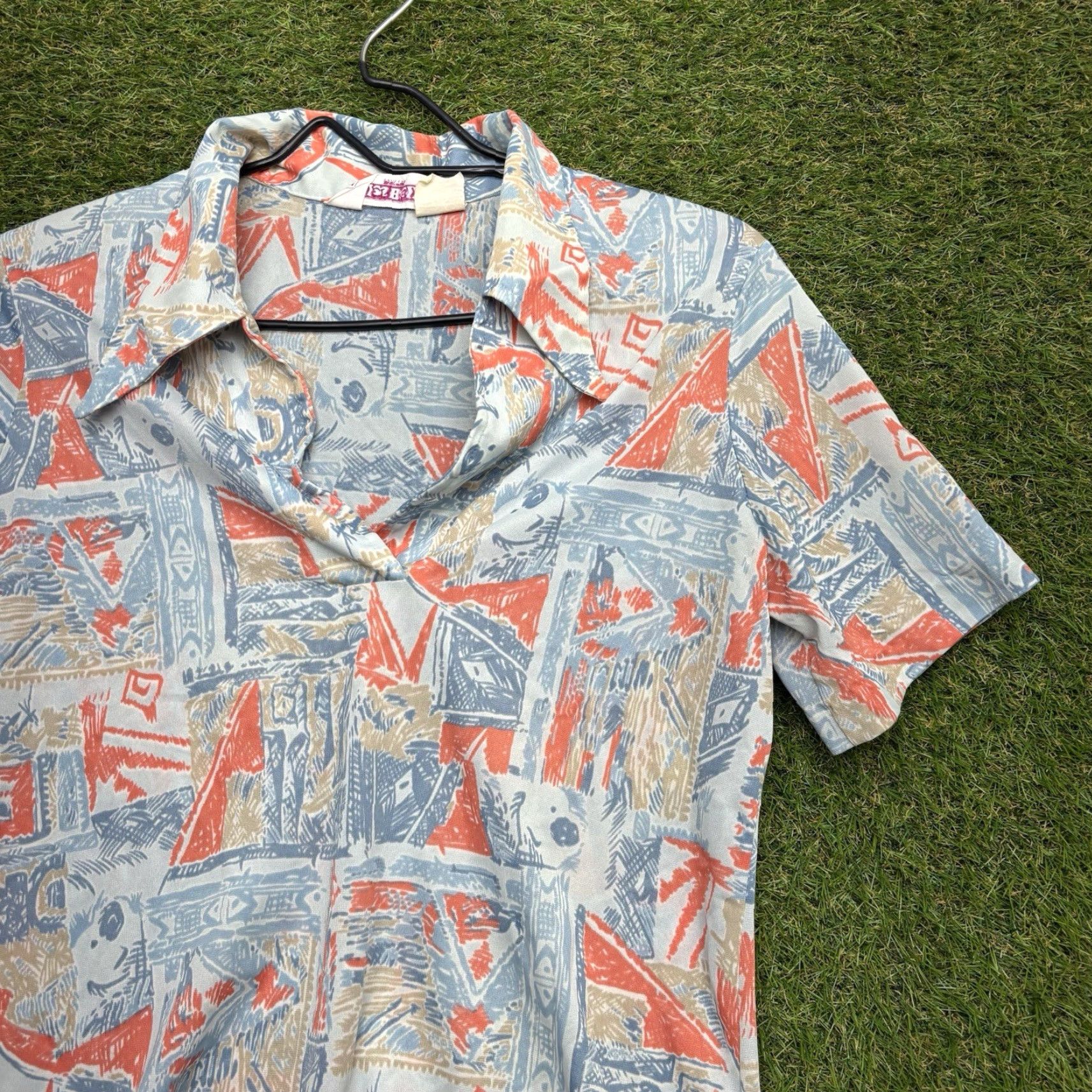 Vintage VINTAGE Elles Belles Shirt Womens S Pink Short Sleeves Button-Up Geometric 70s Size S / US 4 / IT 40 - 3 Thumbnail