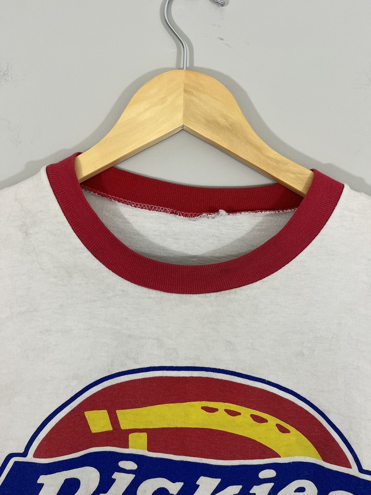 Vintage DICKIES Single Stitch Thrashed Faded Ringer Tee Size US XL / EU 56 / 4 - 4 Thumbnail