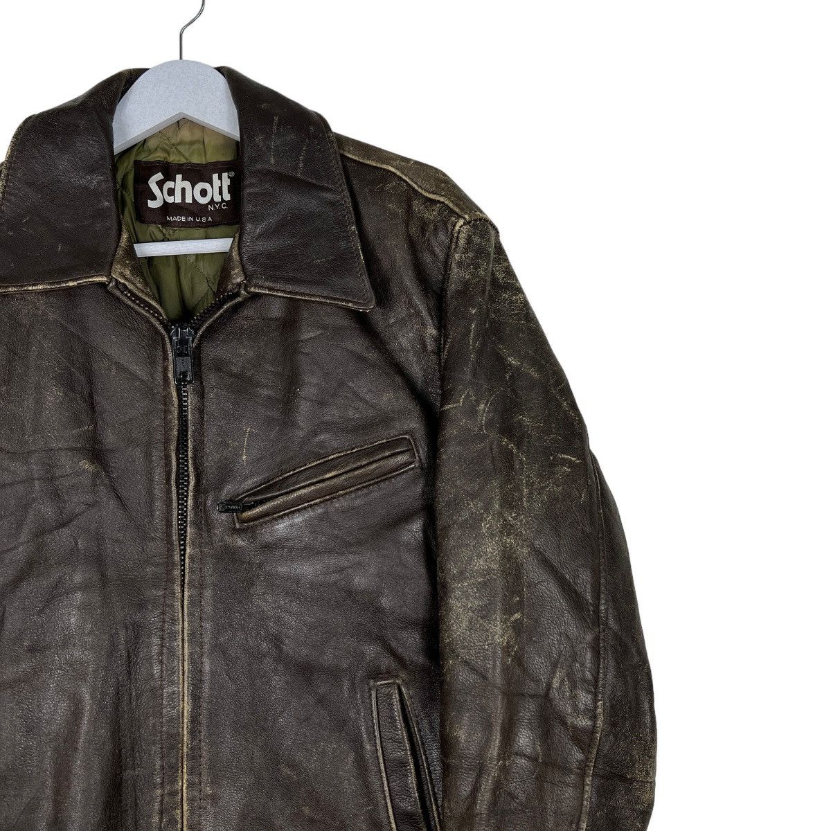 Schott 🔥 VINTAGE SCHOTT NYC LEATHER RACER JACKET MADE IN USA Size US S / EU 44-46 / 1 - 6 Thumbnail