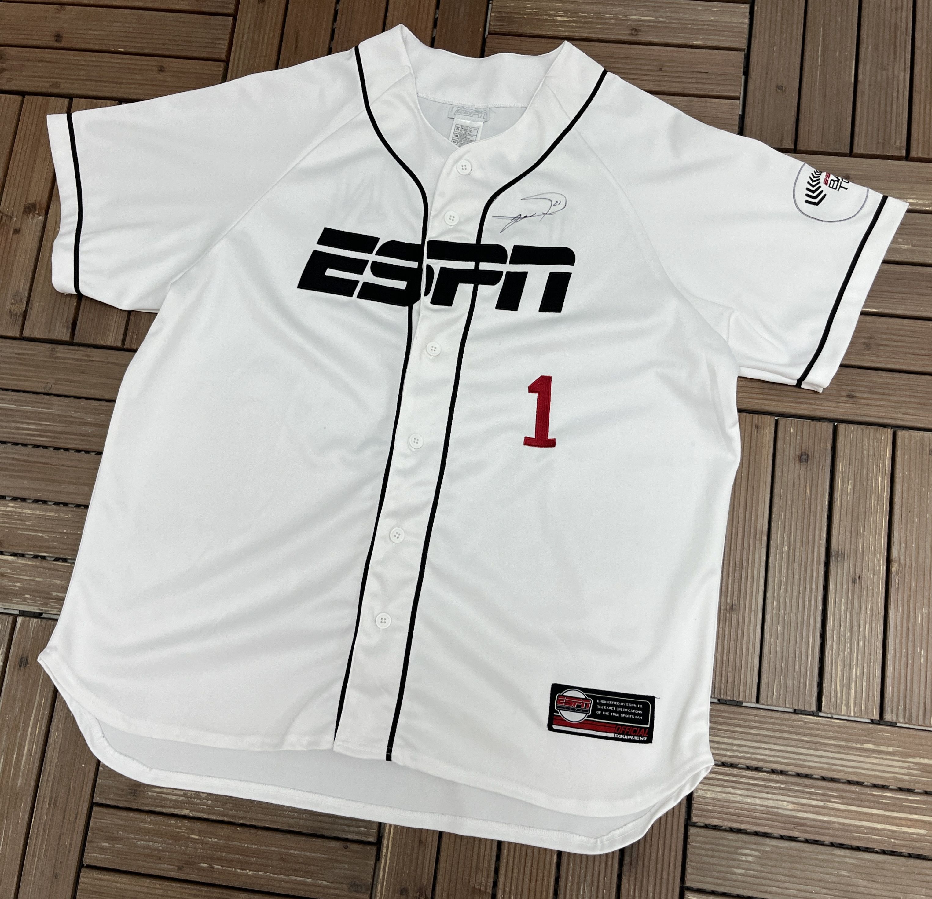 Vintage ESPN Baseball Tonight Vintage White Baseball Jersey Size US XL / EU 56 / 4 - 3 Thumbnail