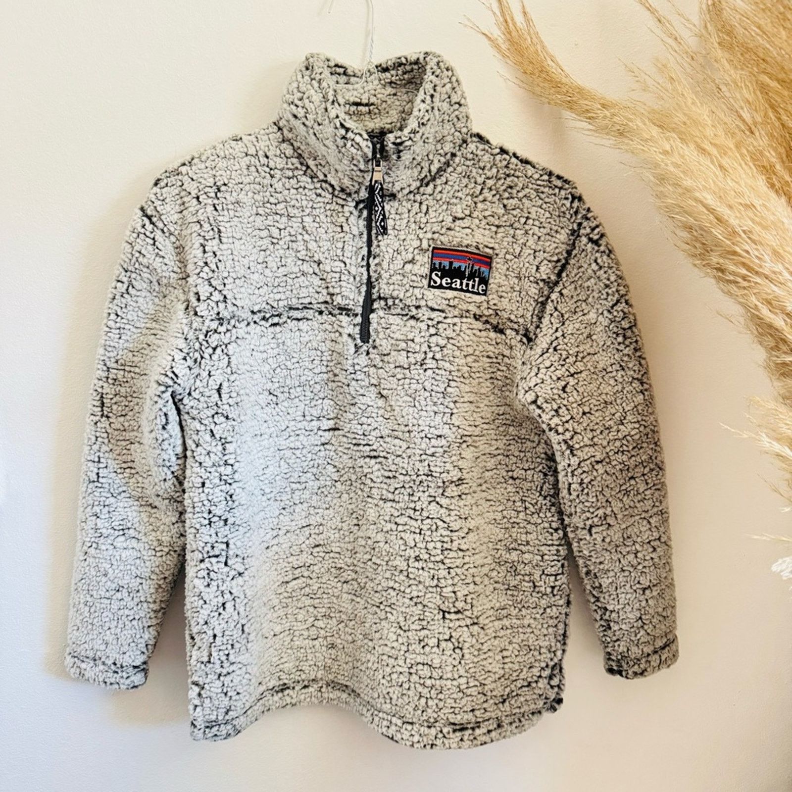 Satta SEATTLE Space Needle Grey Gray Sherpa Zip Sweater Sweatshirt Size S / US 4 / IT 40 - 2 Thumbnail