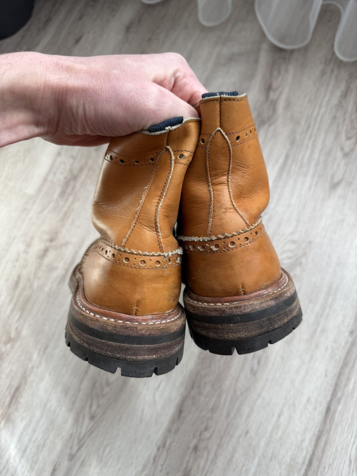 Tricker's Vintage Tricker’s Stow Country Brogue Boots Brown Leather Size US 8 / EU 41 - 9 Thumbnail