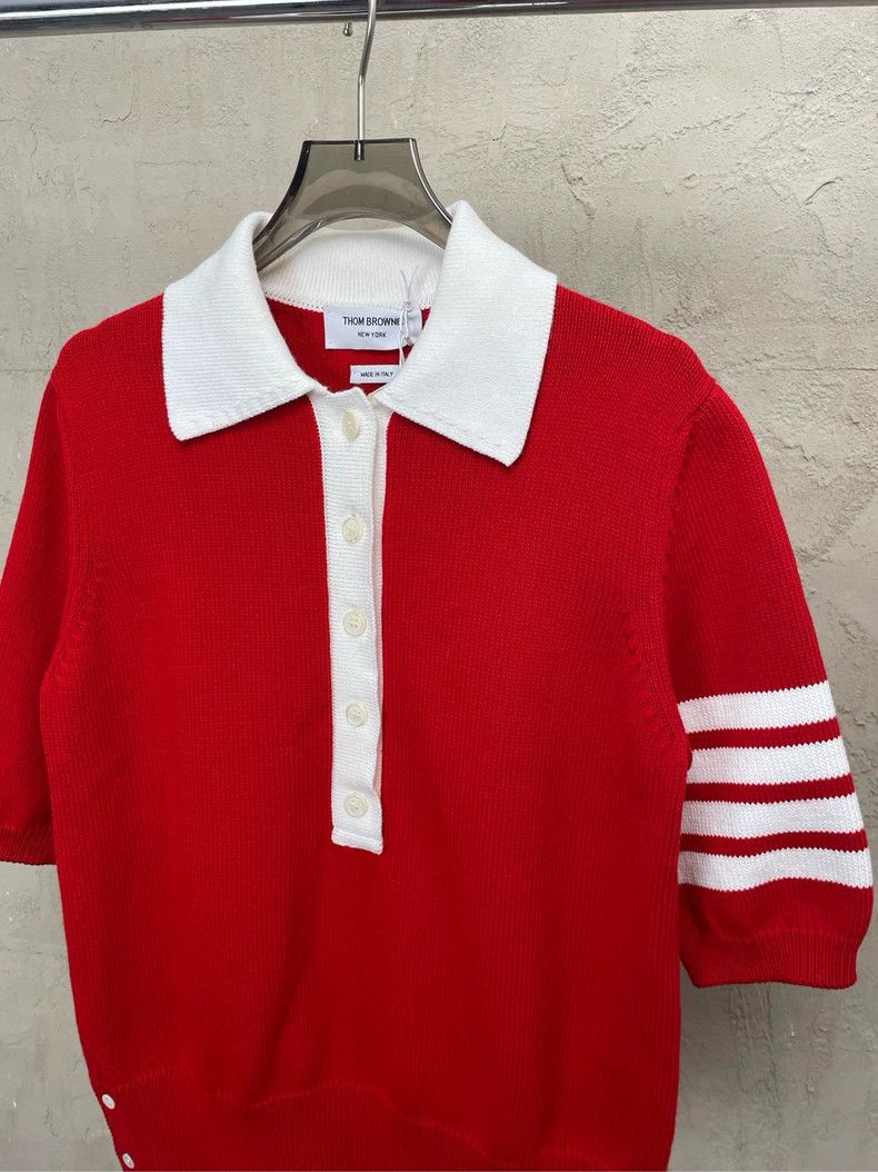 Thom Browne Thom browne Vintage red show puppy four-striped knitted Pol Size S / US 4 / IT 40 - 4 Thumbnail