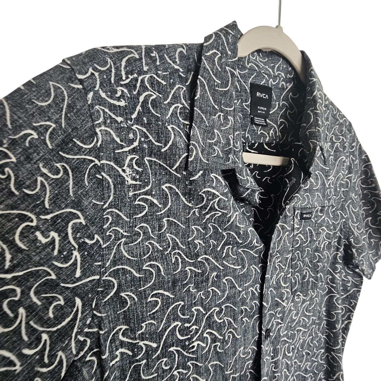 RVCA RVCA Boys Shirt Gray White Wave Print Boy's Fit XL Size US XL / EU 56 / 4 - 5 Thumbnail
