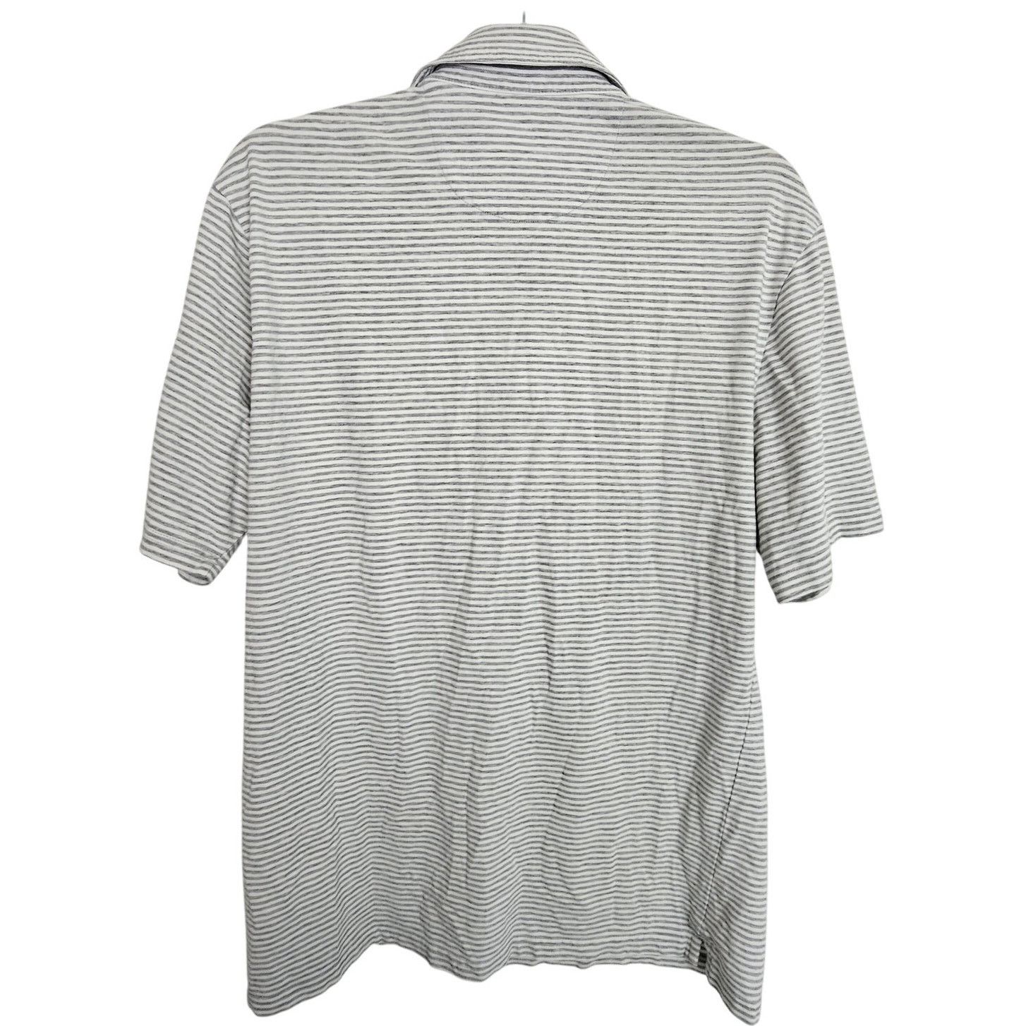 johnnie-O Johnnie-O Polo Shirt Gray White Striped Short Sleeve M Size US M / EU 48-50 / 2 - 6 Thumbnail