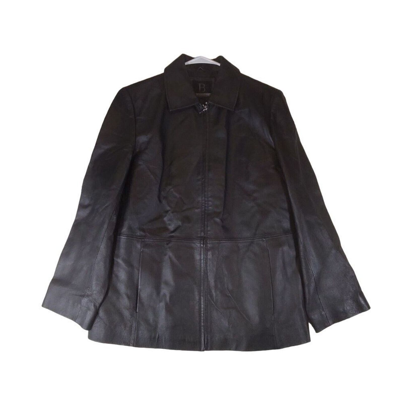 Leather B By BERNARDO Genuine Leather Jacket Womens Sz Large Black Size L / US 10 / IT 46 - 1 Thumbnail