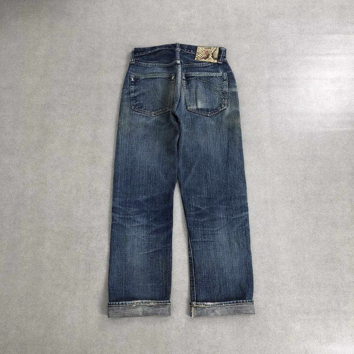 Japanese Brand × Sugar Cane 🇯🇵 Vintage Sugar Cane Onikiwa Distressed Faded Selvedge Jeans Size US 27 - 20 Thumbnail