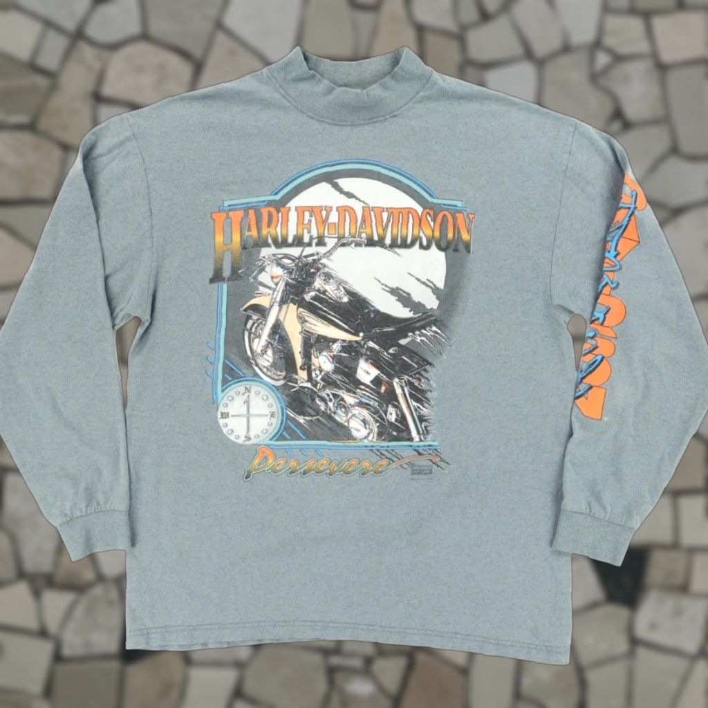 Harley Davidson VTG Harley Davidson Shirt Solid Long Sleeve T-Shirt Gray Mens L Size US L / EU 52-54 / 3 - 1 Thumbnail