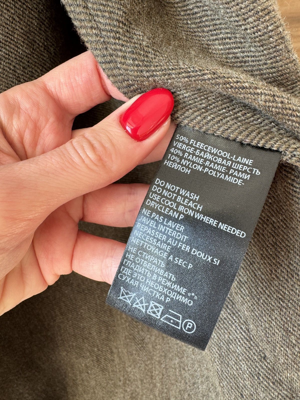 Ann Demeulemeester Ann Demeulemeester Khaki Wool Blend String Detail Balzer Size 52S - 5 Thumbnail