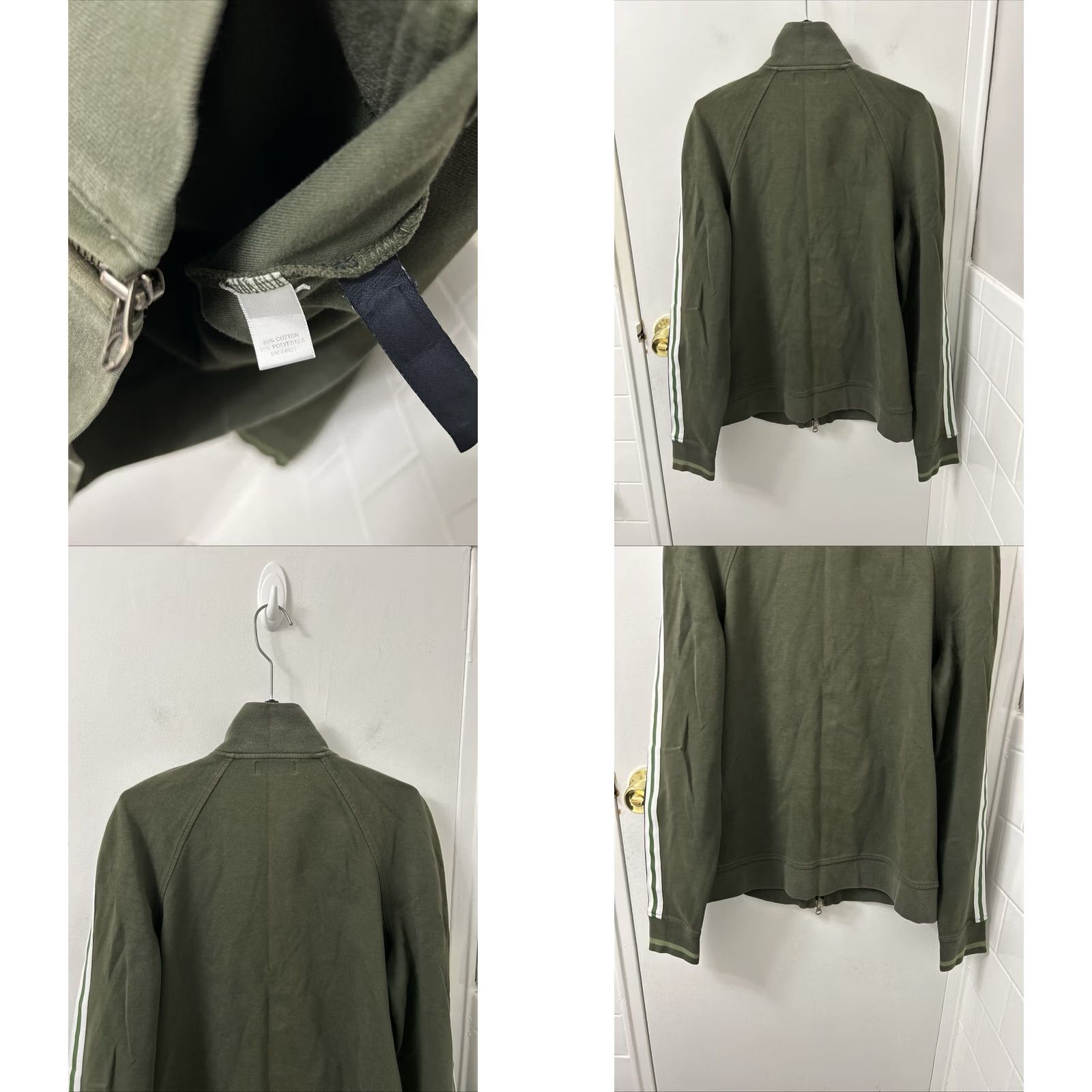 Banana Republic Banana Republic Track Jacket Mens M Army Green Full Zip Racing Stripes Shirt? Size US M / EU 48-50 / 2 - 8 Thumbnail
