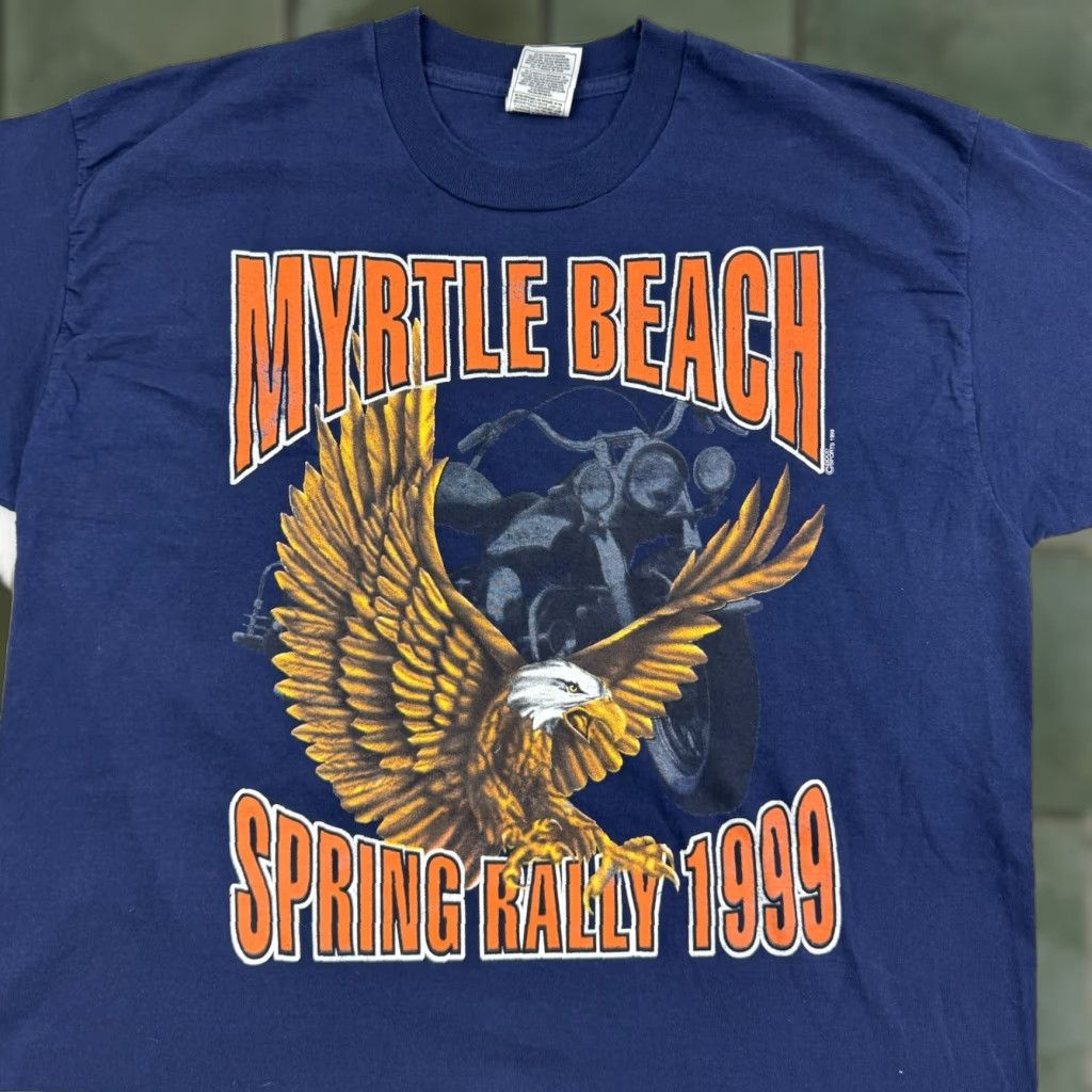 Fruit Of The Loom VINTAGE Biker Rally T Shirt Mens XL Blue 1999 Motorcycle Eagle 90s Fruit of the Loom Shirt Size US XL / EU 56 / 4 - 1 Thumbnail