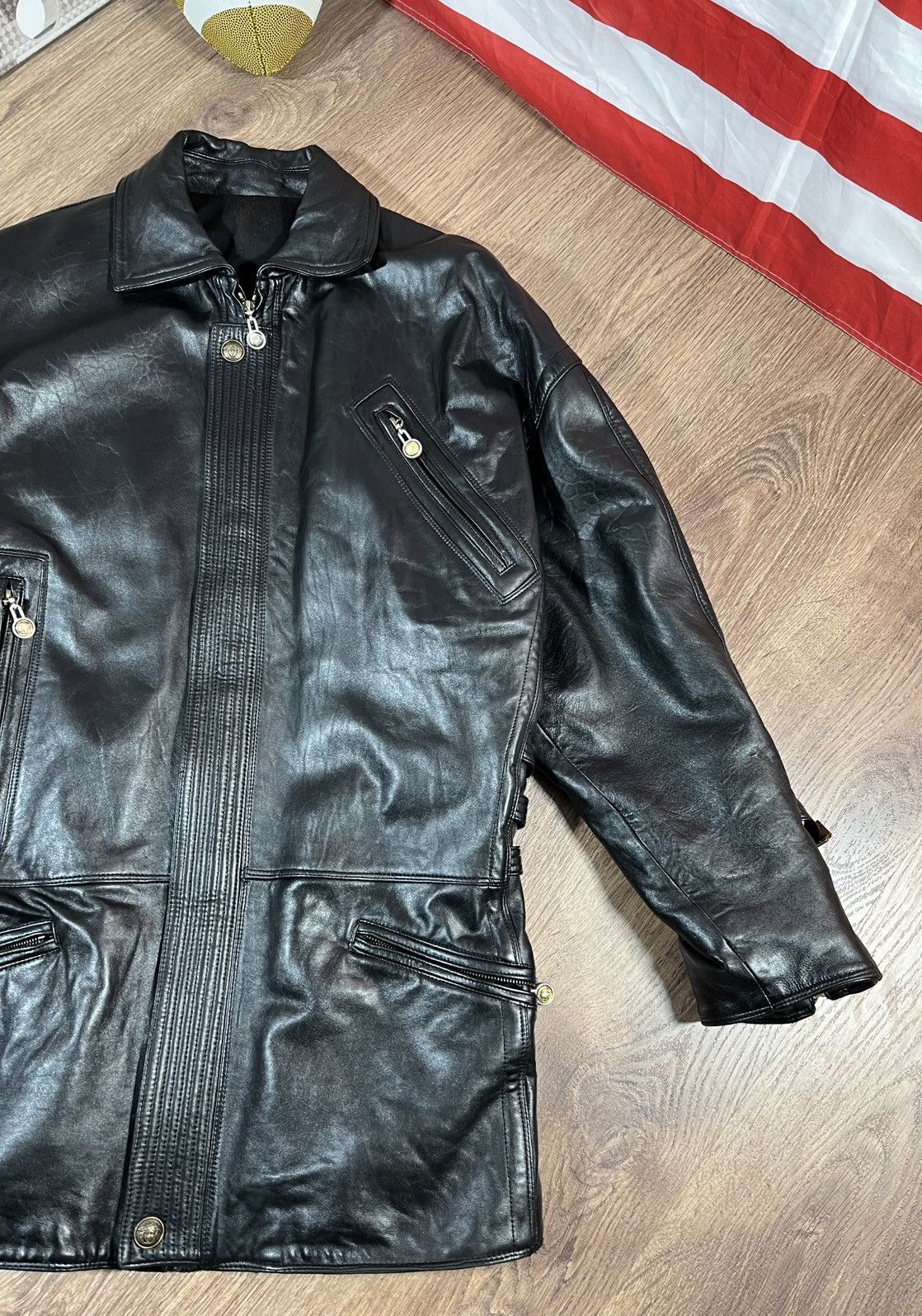 Versace GIANNI VERSACE 1992s LEATHER JACKET VERY RARE Size US XL / EU 56 / 4 - 7 Thumbnail