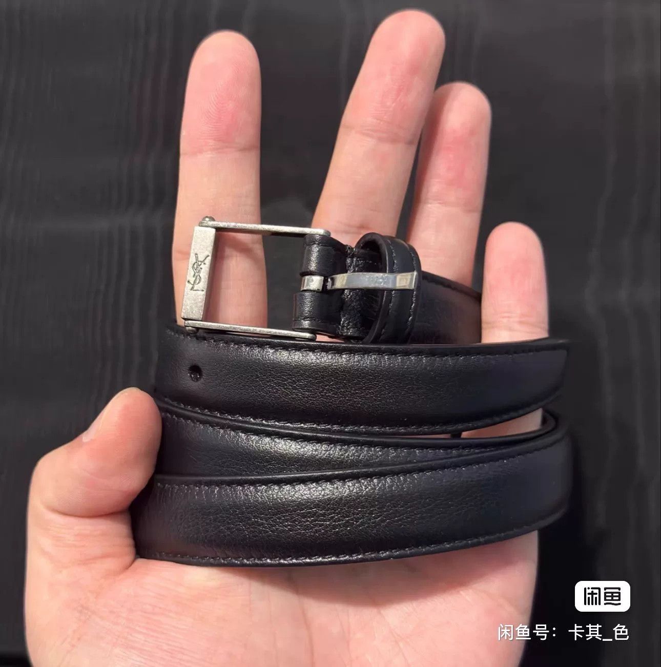 Yves Saint Laurent Saint Laurent Black Silver Logo Belt 85 Size ONE SIZE - 1 Thumbnail