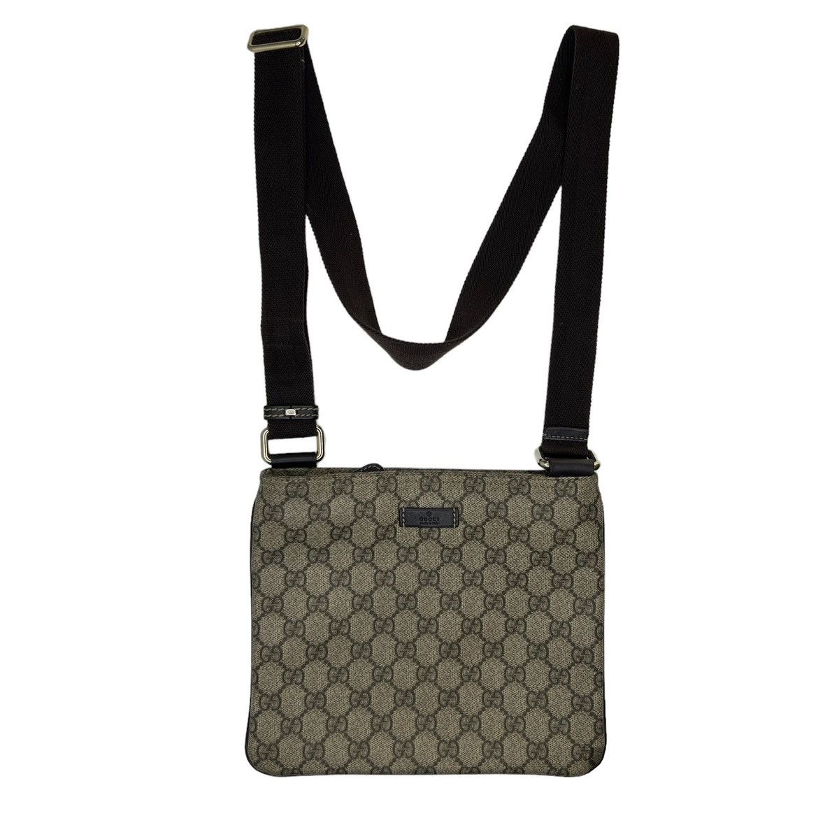 image of Gucci Messenger Bag Monogram GG Crossbody Shoulder Bag in Beige, Men's