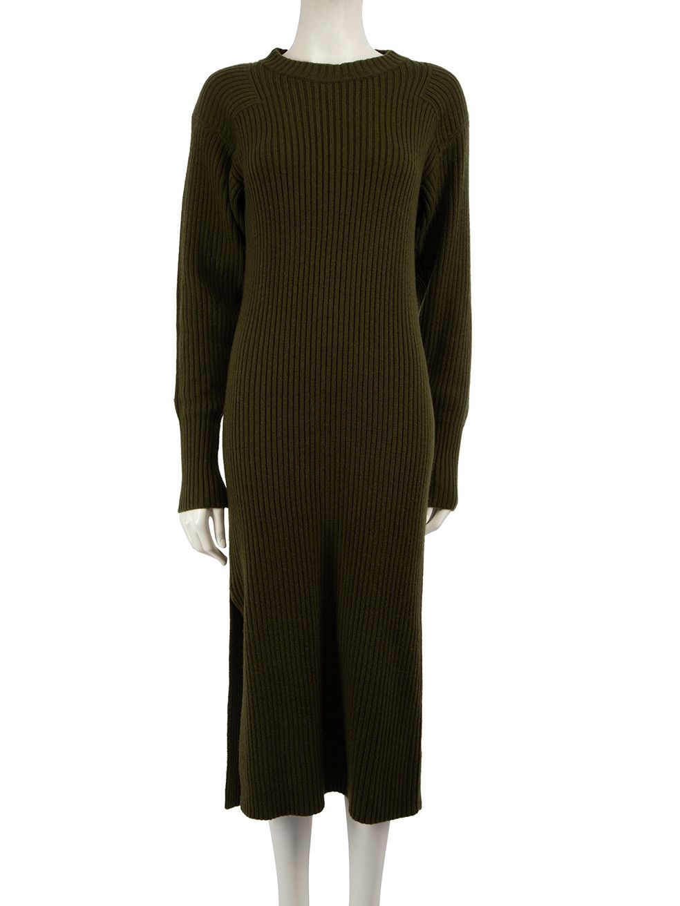 image of Anine Bing Green Round Neck Midi Knit Dress, Women's (Size XS)