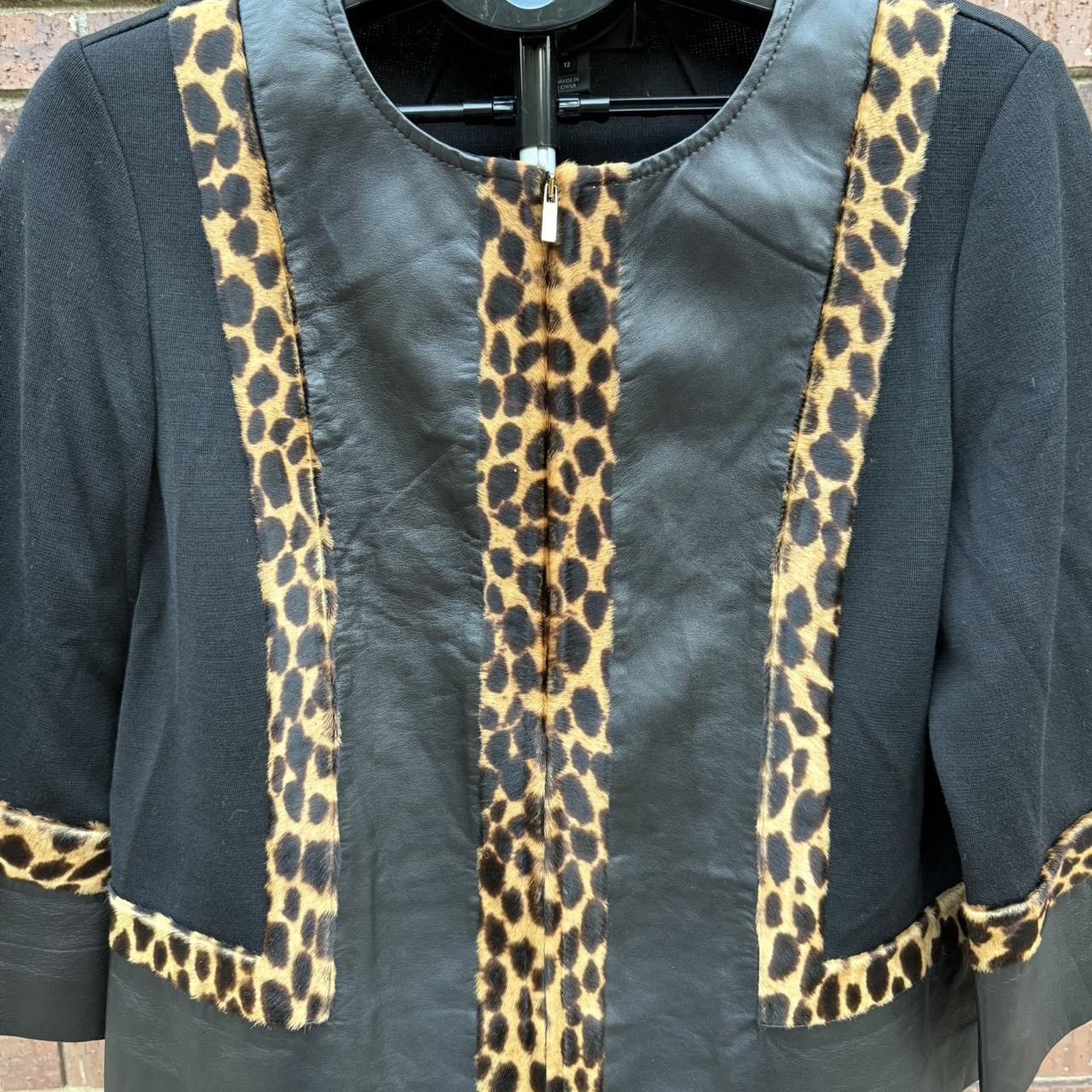 St. John St. John new Blazer Jacket Leopard Cheetah Calf Hair Leather Size XL / US 12-14 / IT 48-50 - 2 Thumbnail
