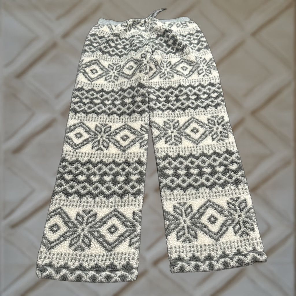Vintage Dylan Lounge Pants Womens Small Gray Geometric Fleece Drawstring Lightweight Classic Size 28" / US 6 / IT 42 - 1 Thumbnail