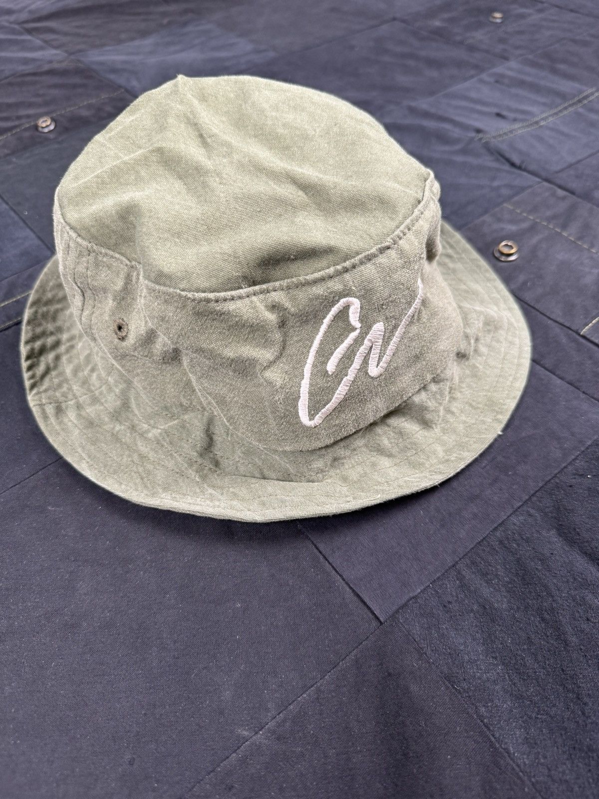 image of Greg Lauren Army Bucket Hat in Green, Men's