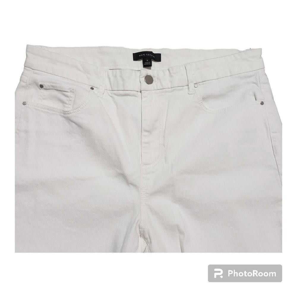 Ann Taylor CT703 Ann Taylor White Fringed Straight Cropped Jean 12 Size 34" / US 12 / IT 48 - 2 Thumbnail