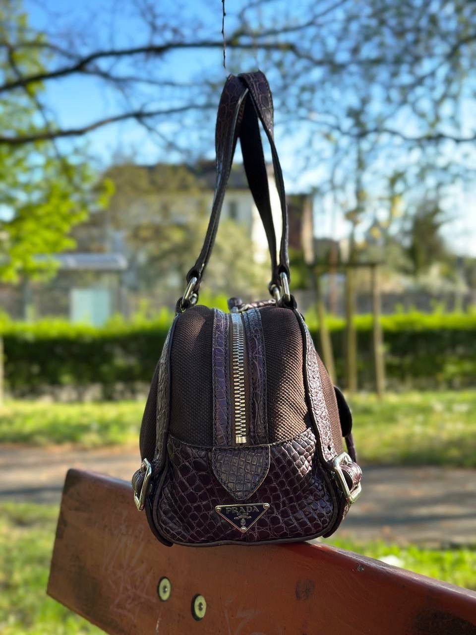 Prada Rare Bag - Prada Bowling crocodile Handbag Purple - Vintage Size ONE SIZE - 6 Thumbnail
