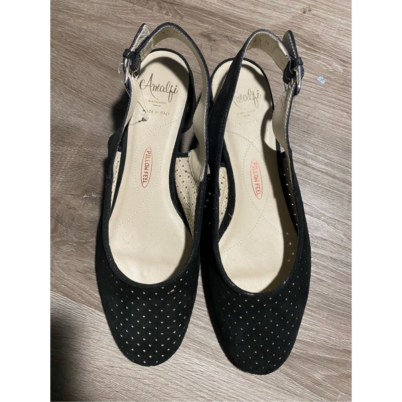 Norma Kamali Amalfi by Rangoni NWOT Black Perforated Slingback Block Heels, Size 9.5, MP $165 Size US 9.5 / IT 39.5 - 8 Thumbnail