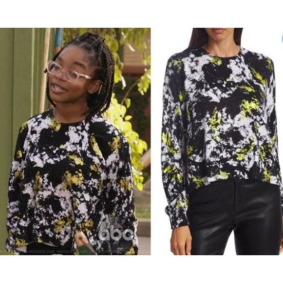 Alice + Olivia Alice + Olivia Women’s LS Blouse Black/Yellow XS Art to Wear Size XS / US 0-2 / IT 36-38 - 6 Thumbnail
