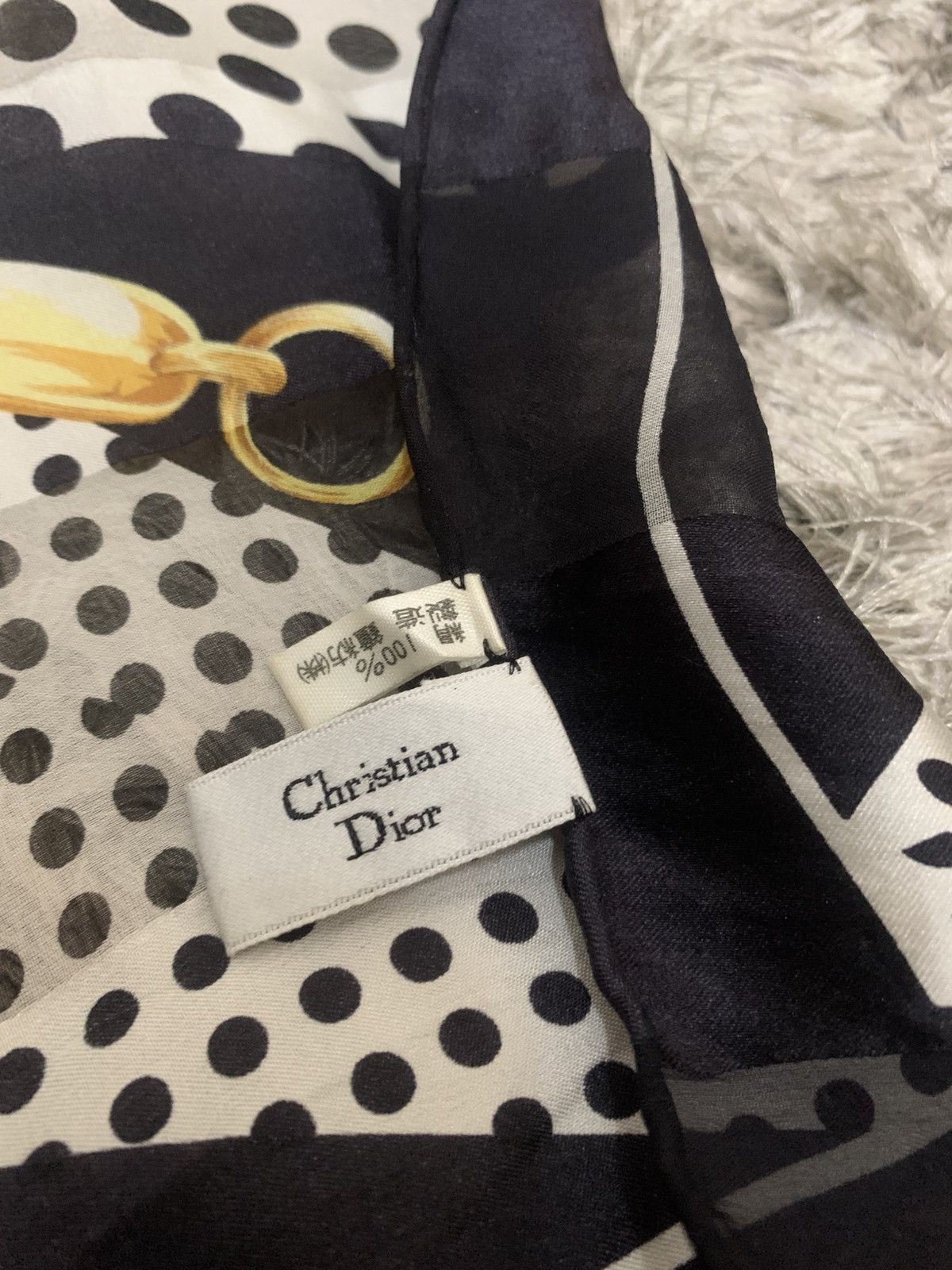 Dior CHRISTIAN DIOR SILK POLKA DOT CHAIN PATTERN SCARVES Size ONE SIZE - 8 Thumbnail