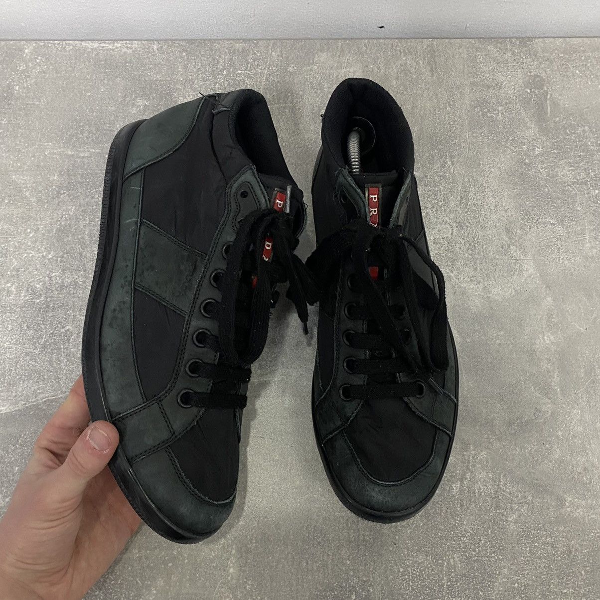 Prada Prada Leather Sneakers High Top Luxury Size US 8 / EU 41 - 1 Thumbnail