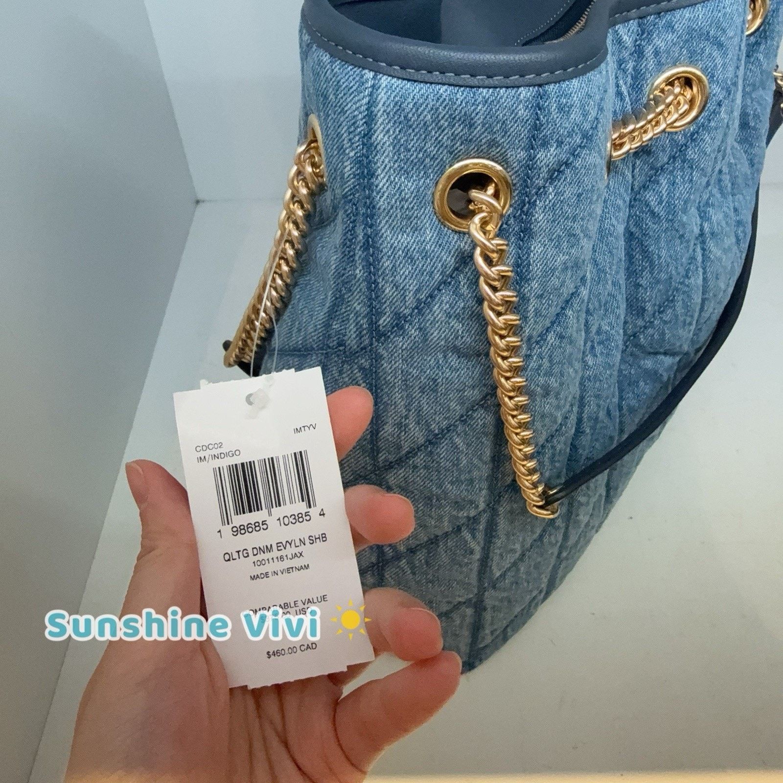 Coach NWT Coach Evelyn Shoulder Bag Quilting CDC02 Indigo Size ONE SIZE - 3 Thumbnail